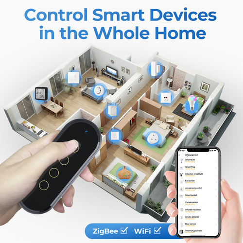Smart home zigbee wireless scene touch switch light remote control Tuya APP control scene switch