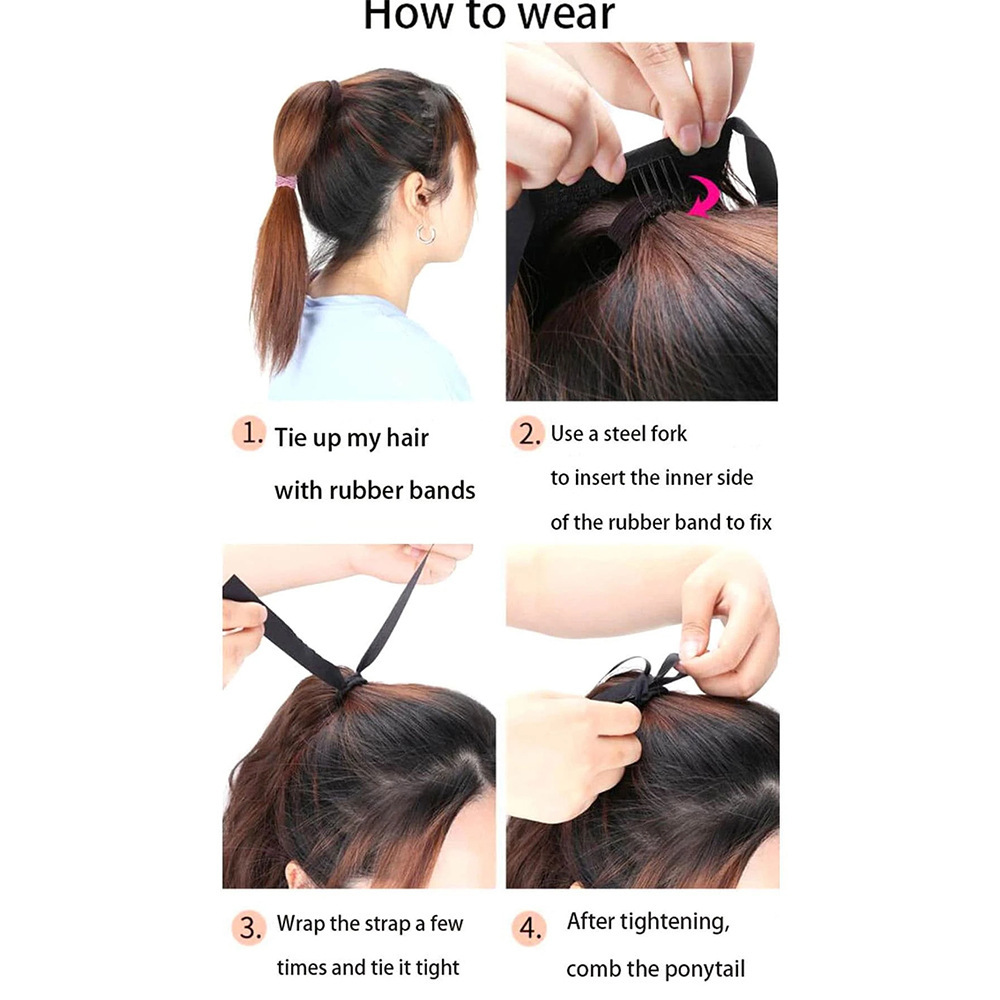 85CM correa de cola de caballo fibra química peluca damas 34 pulgadas extensiones de cabello recto