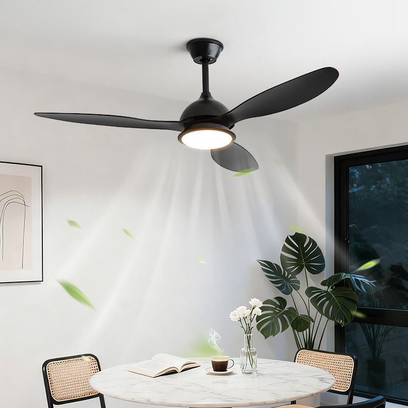 跨境复古简约风扇灯全光谱带电三叶吊扇灯家用客厅餐厅书房风扇灯