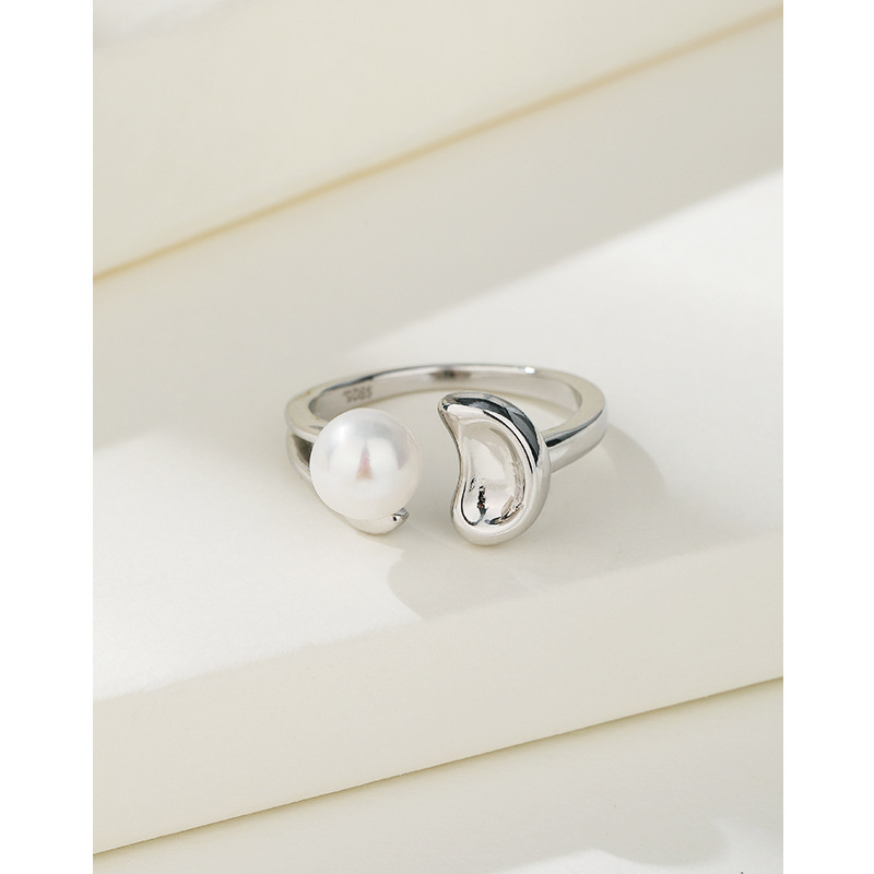 S925 plata esterlina barroco anillo de perlas de agua dulce femenino nicho diseño anillo de alto sentido personalidad temperamento anillo de dedo índice