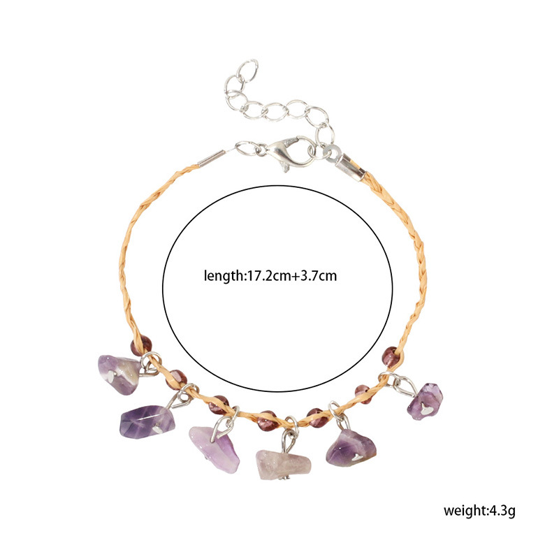 Ethnic Style Geometric Straw Knitting natural stone Bracelets
