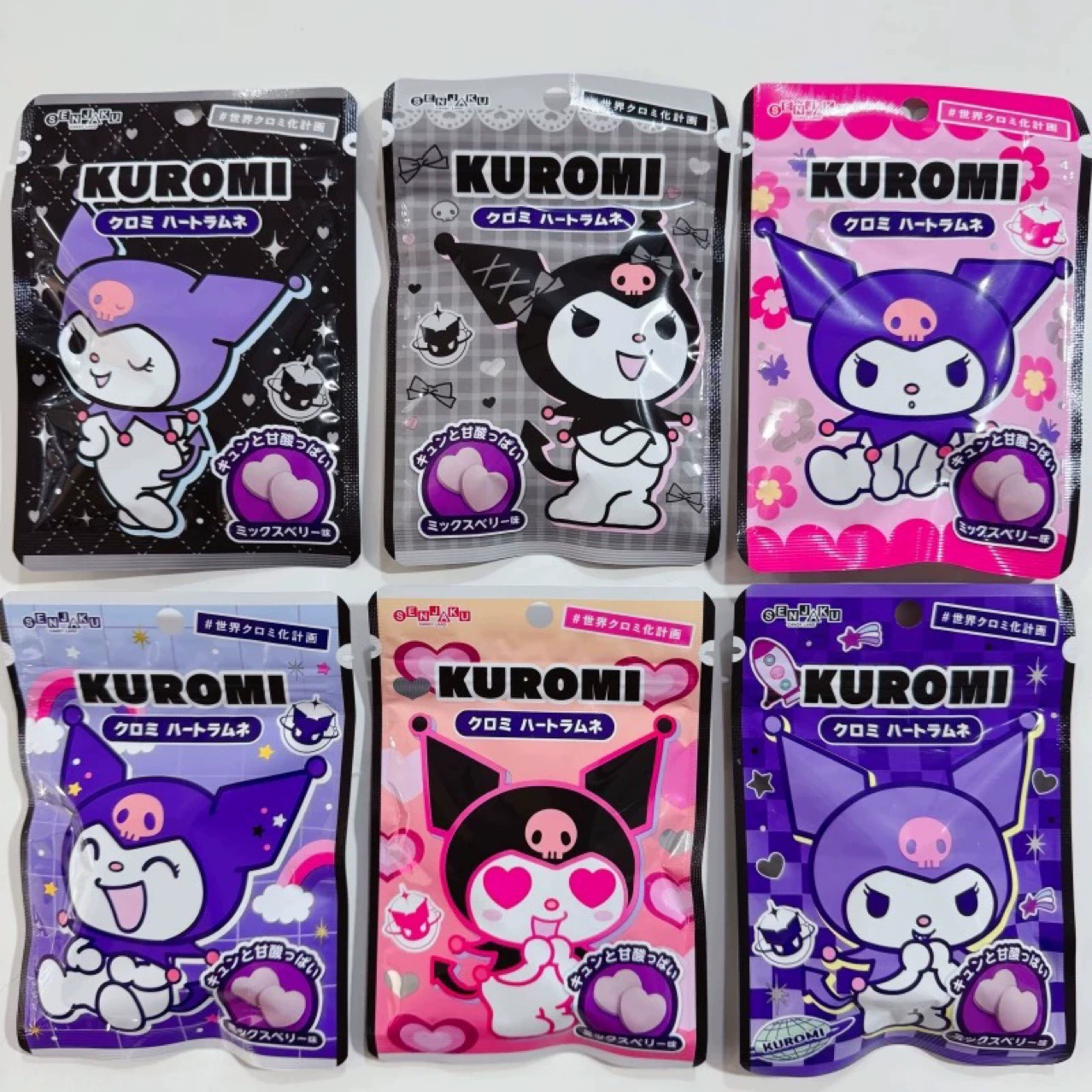 Мармеладные конфеты Kuromi в форме сердца, микс ягод, 32 г × 6 пачек