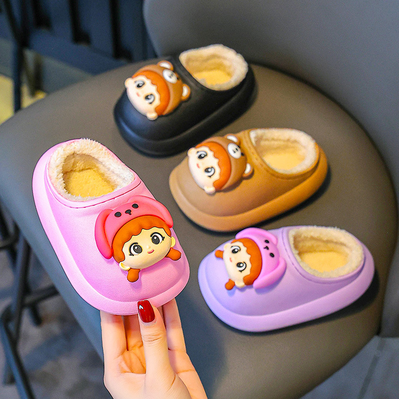 Zapatillas de algodón para niños otoño y invierno niños media bolsa de zapatillas de peludo para niñas pequeñas bebés pequeños lindos zapatillas de algodón