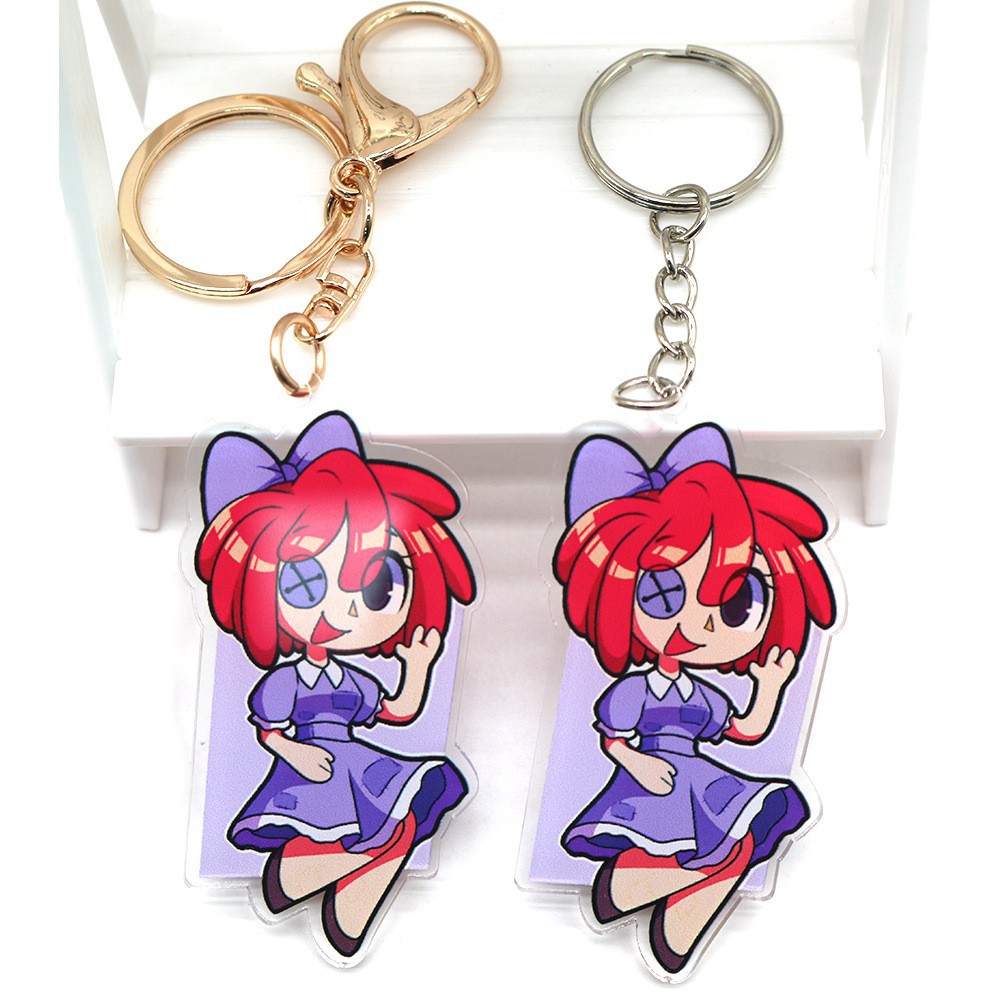 (2개) 재고 크로스 국경 놀라운 디지털 서커스 디지털 서커스 아크릴 키 체인 펜던트