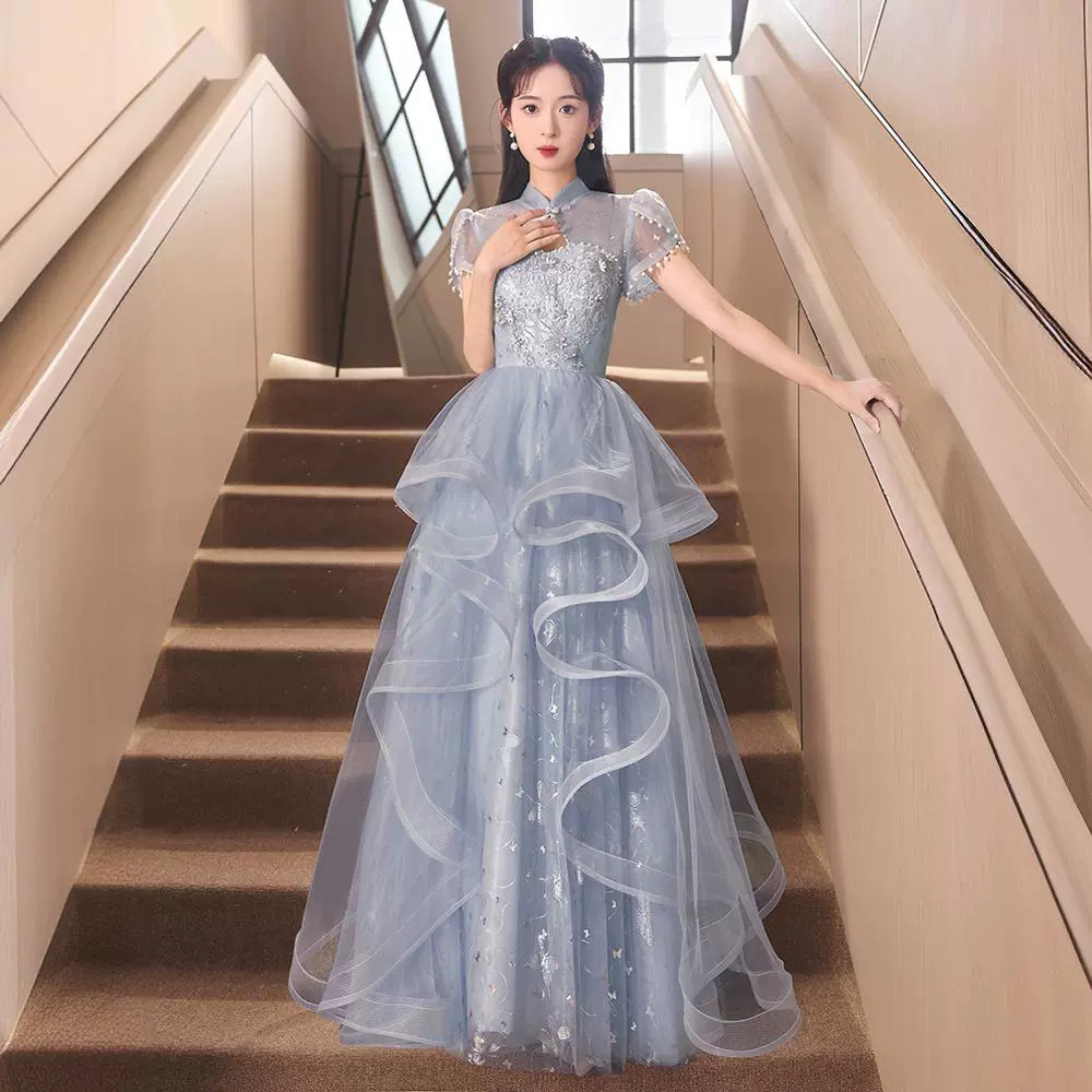 Evening Dress for Women 2026 New Style, Suitable for Art Exams, Hostess Events, High-End, Niche, Light Luxury, Elegant, Elaborate Cheongsam with a Sense of Sophistication