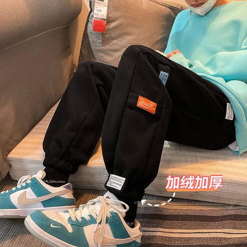 Unisex Side Zip Fastener Spring and Autumn Thickenable Ankle-length Loose Spring and Summer Student Hip-hop Sporty Casual Korean Style Pants