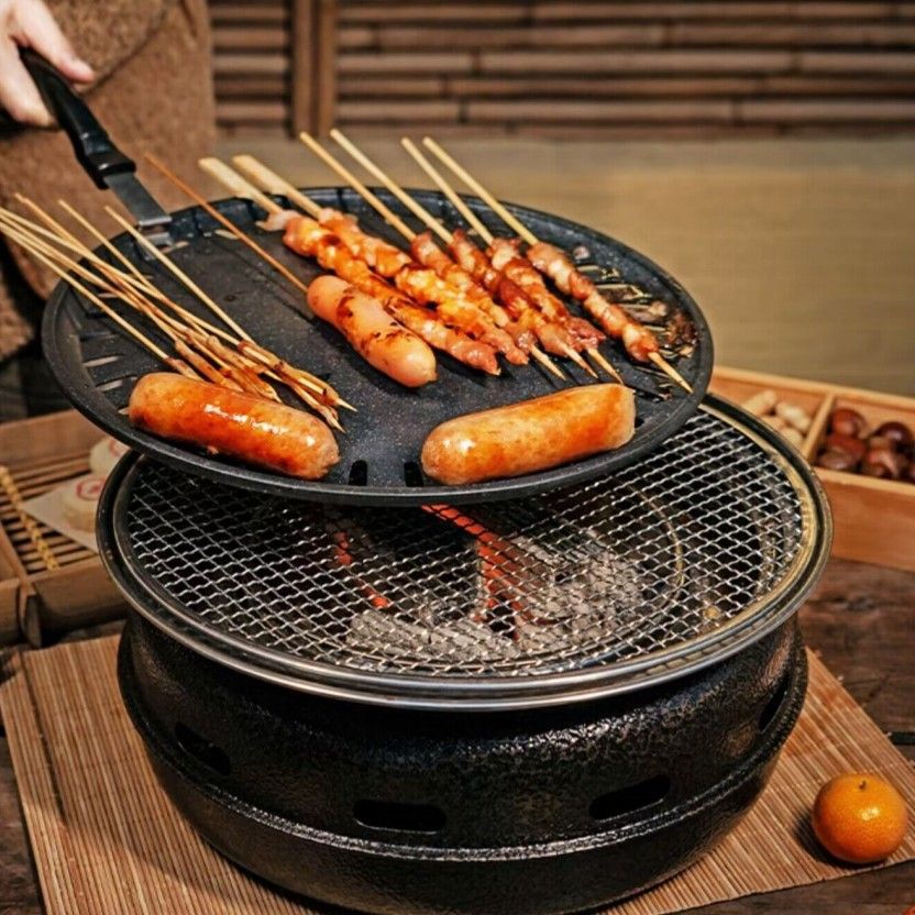 韩式碳炉烧烤炉围炉煮茶不粘烤肉炉家用户外便携烧烤架日式烤炉