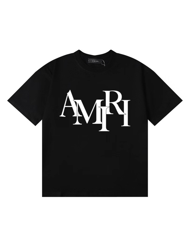American Trendy Accessible Luxury Amiri Amiri Atmospheric Logo Printing High-Quality Double Yarn Pure Cotton Casual Short-Sleeved T-Shirt for Men and Women