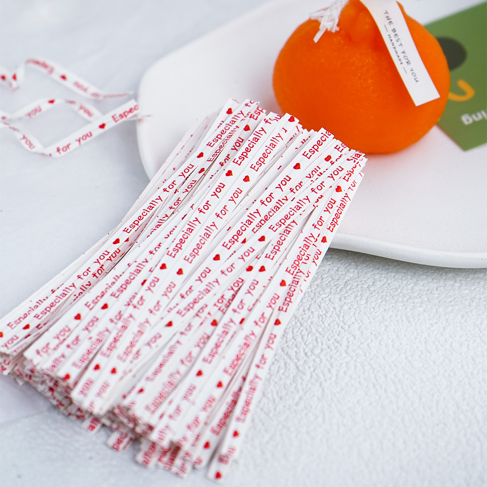 牛皮纸白色底红色字体扎丝 especially for you封口扎丝100根批发