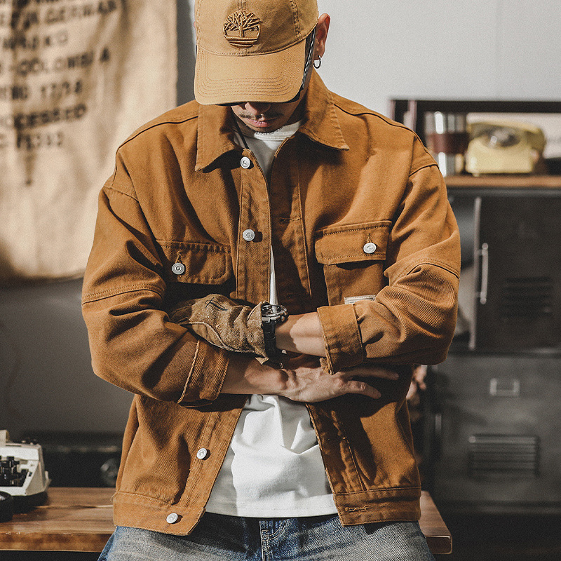 American-Style Heavy Vintage Denim Jacket for Men, Spring and Autumn 2026 New Trendy Brand Multi-Pocket Workwear Jacket American-Style Heavy Vintage Denim Jacket for Men, Spring and Autumn 2026 New Trendy Brand Multi-Pocket Workwear Jacket