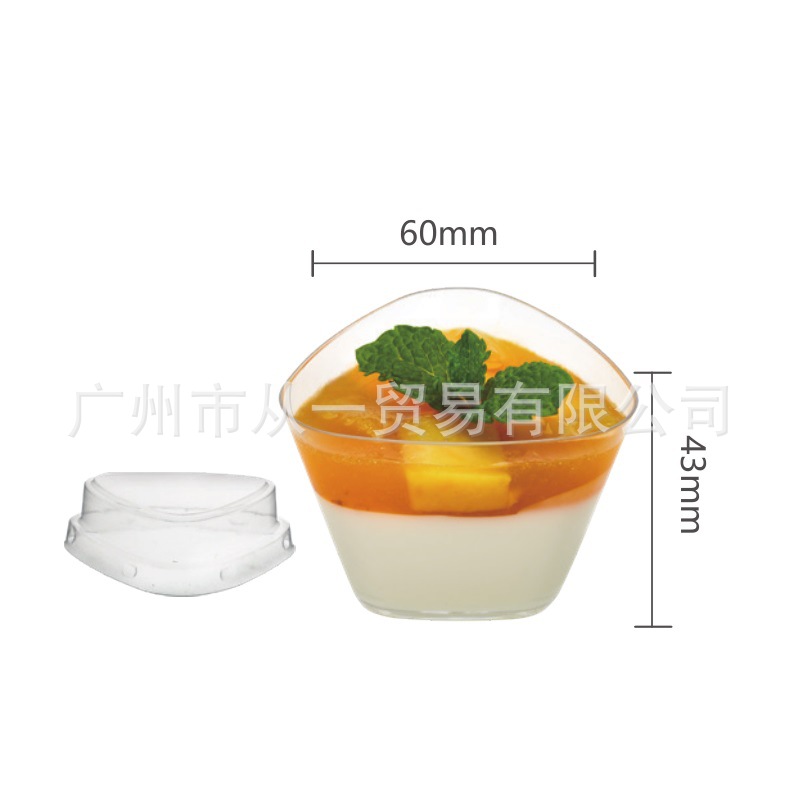 Vaso Desechable con Tapa para Pudín y Postres de Plástico PS Transparente