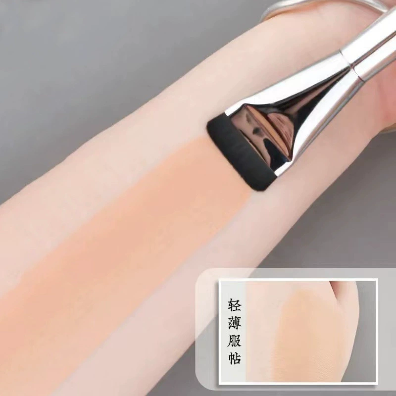 flat-head foundation brush, thin one-shaped flat concealer brush, aluminum or plastic ferrule