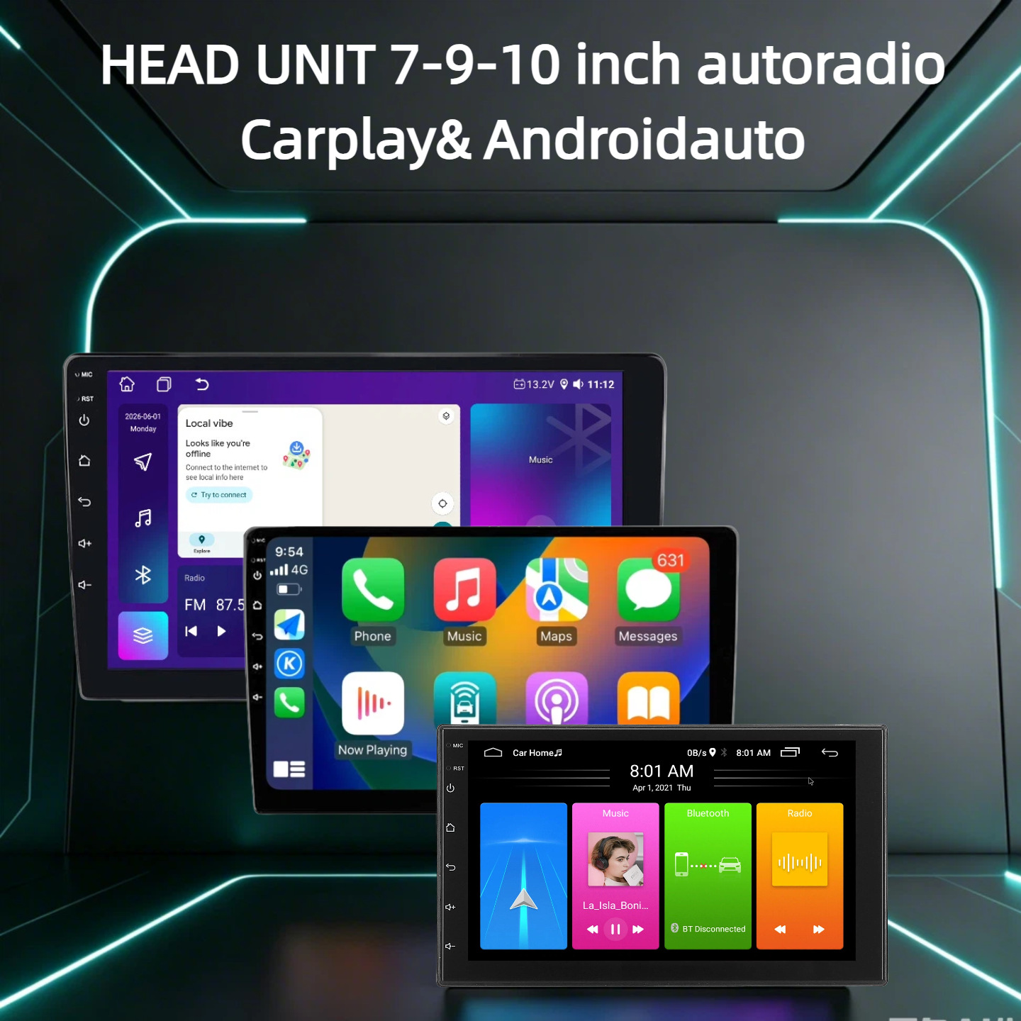 7/9/ 10inch Android 13 car navigation carplay head unit with IPS screen, Bluetooth, GPS, large screen, versatile and universal