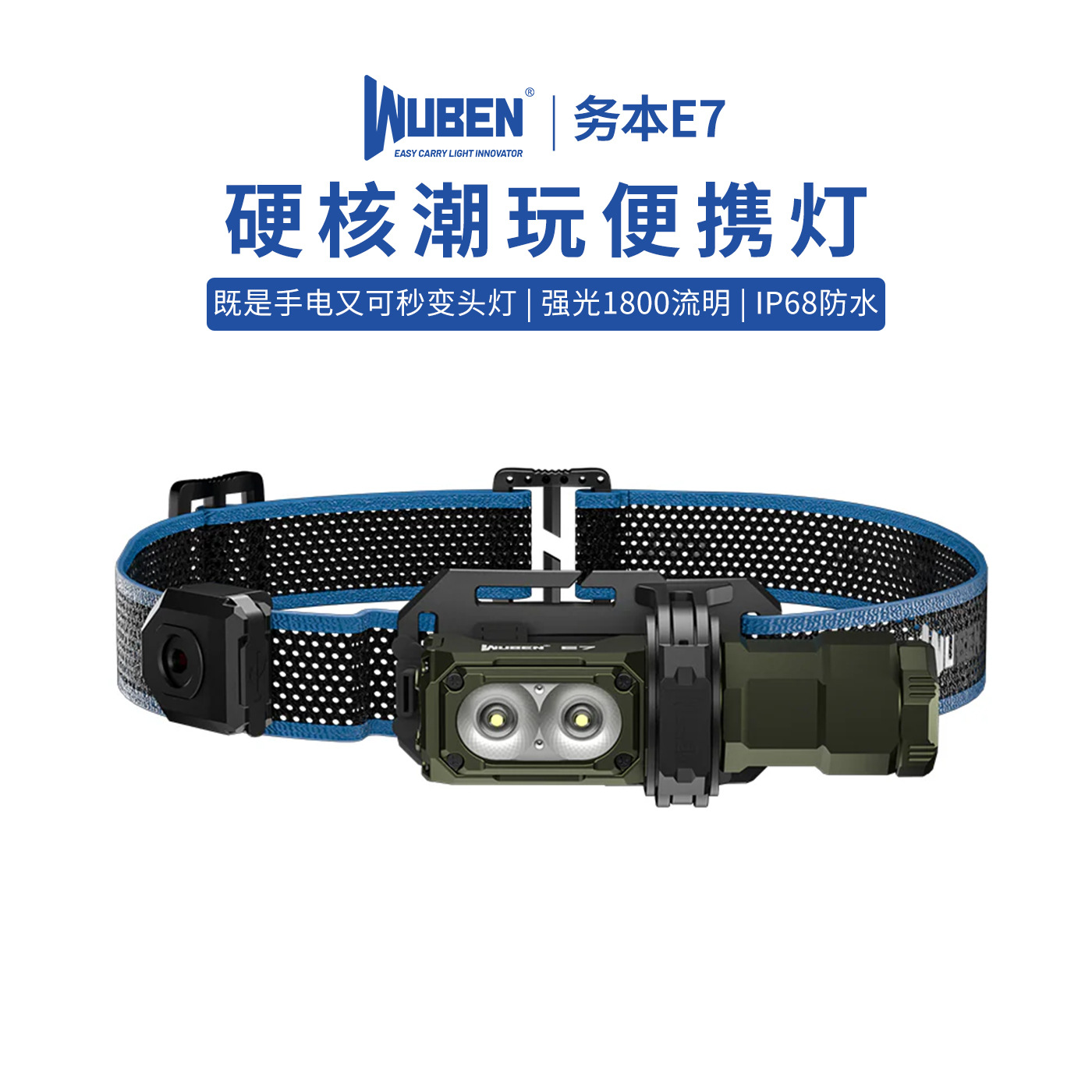 Business Book E7 strong light 1800 lumen induction head light outdoor fishing magnetic suction charging new flashlight mountaineering super bright