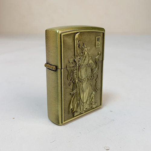 Guan Gong embossed bronze 3067 kerosene metal windproof double-sided carved retro lighter wholesale