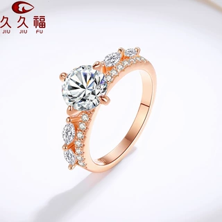 s925银香槟色玫瑰金经典皇冠戒指女 新款时尚莫桑石戒指 厂家批发