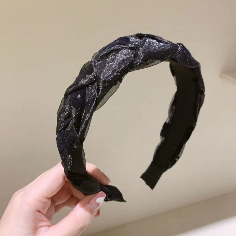 夏の欧米のレトロな広縁の波の点の網の糸のカチューシャの女性の蝶結びの高い頭の頂は顔を洗って広い頭のカチューシャの髪飾りをプラスします。|undefined