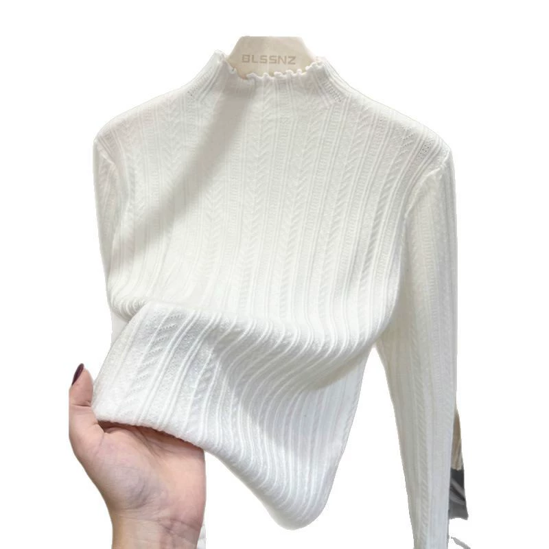 Пряной цветной демисезонный пуловер, длинный рукав, высокий воротник, slim fit