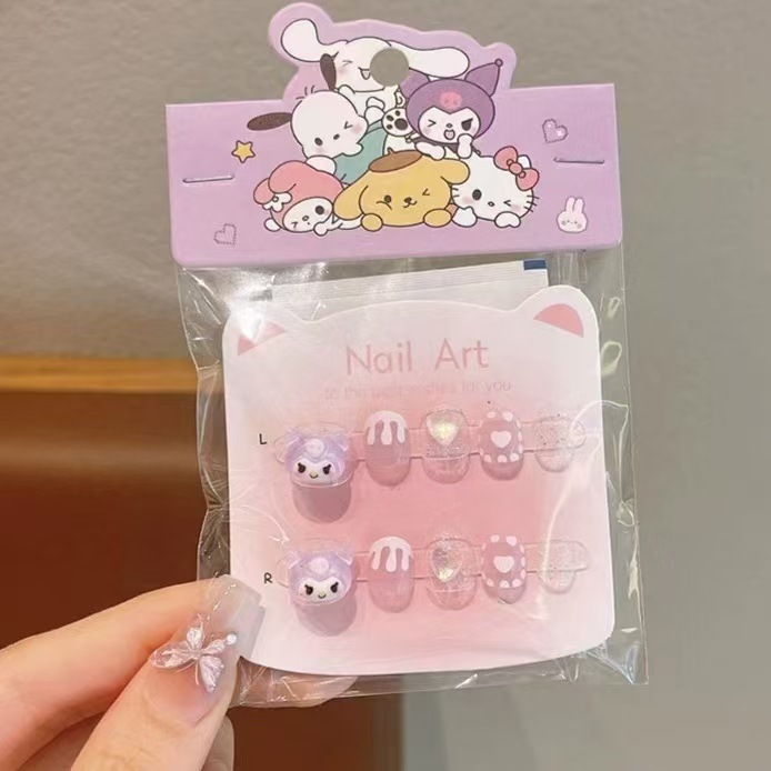 儿童穿戴甲三丽鸥立体指甲贴女童新款美甲半手工可拆卸自粘防水贴|undefined