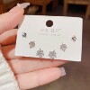 Silver needle, short zirconium, universal earrings, set, silver 925 sample, micro incrustation, Japanese and Korean, simple and elegant design, 3 piece set