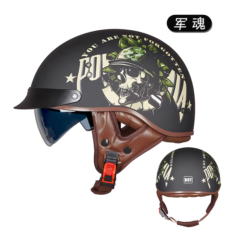 オートバイの電気自動車の半ヘルメットの復古ヘルメットを卸売りします。