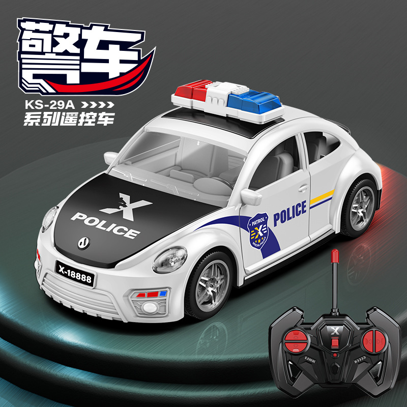 1:18 coche de policía de control remoto recargable eléctrico doble luz puede abrir la puerta de carreras de 6 - 12 años juguetes