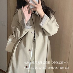 早秋风衣外套女年新款春秋季卡其色小个子韩版英伦风中长批发
