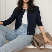 2025秋季针织打底开衫女韩系小外套韩版百搭长袖莱赛尔天丝上衣女