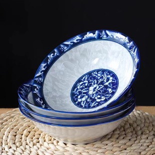 Chinese Blue and White Porcelain Bowl Underglaze Ceramic Bowl 6inch Household Noodle Soup Noodle Bowl Bowl Bowl Large Bowl Tableware Large Soup Bowl