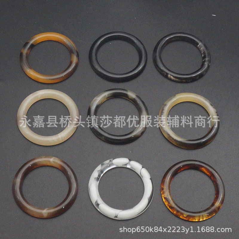 现货咖色豹纹树脂圆圈圆环风衣腰扣皮带扣风衣丝巾泳装圆环配件