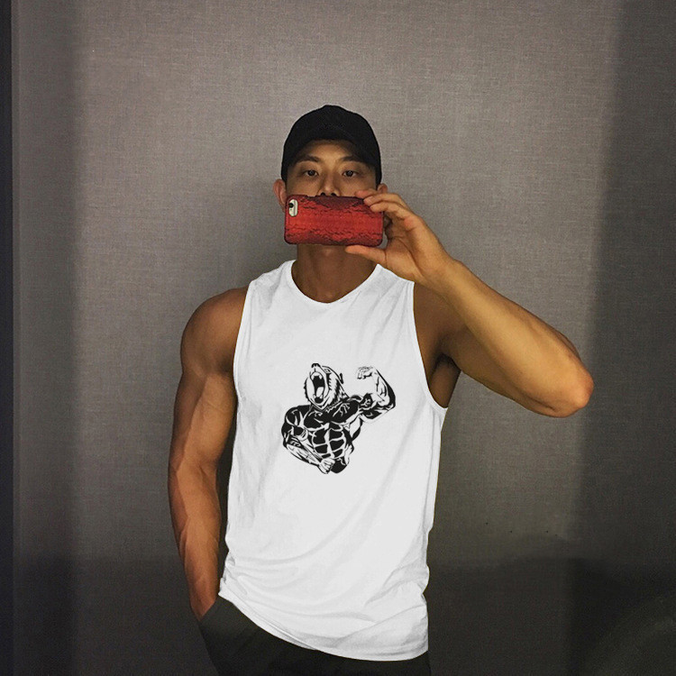 2021 New Style Breathable Vest Fitness Men's Sleeveless Waistcoat T-shirt Loose Clothes Training Sports Top