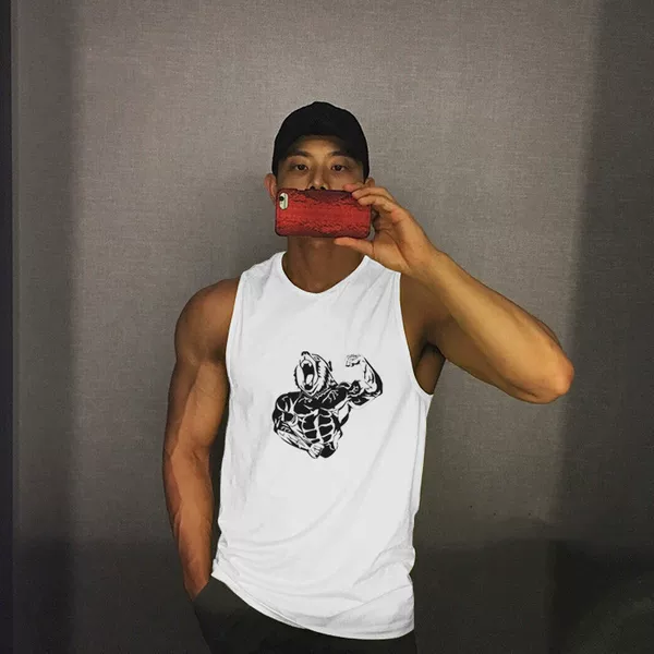 2021 New Style Breathable Vest Fitness Men's Sleeveless Waistcoat T-shirt Loose Clothes Training Sports Top