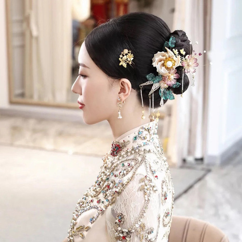 Xiuhe bridal Headdress Chinese bride wedding dresses fairy princess photos shooting hair accessories  handmade hairpin ancient assembling jewelry