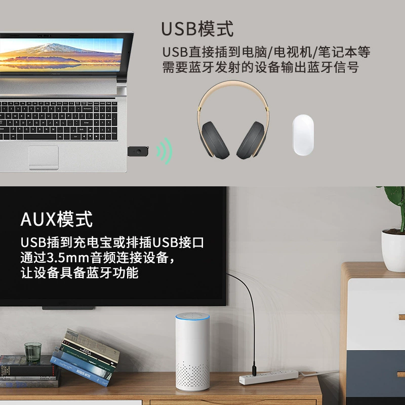 USB Bluetooth V5.3 аудио-приемник-передатчик для настольного ПК драйвер-free соединение Bluetooth аудио гарнитура USB