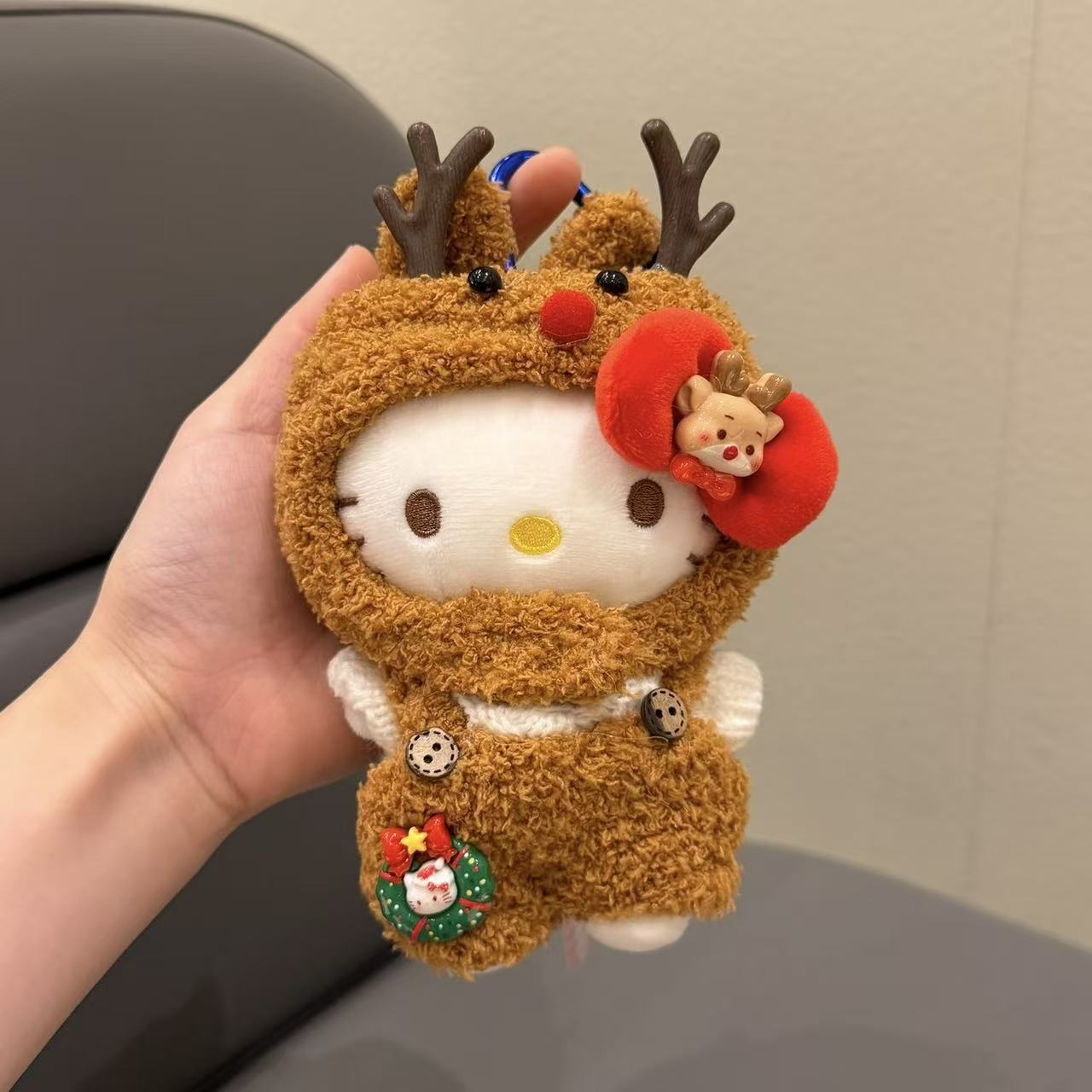 Genuino clásico KT Hello Kitty mochila bolso colgante dibujos animados lindo hellokitty llavero muñeca de felpa mujer