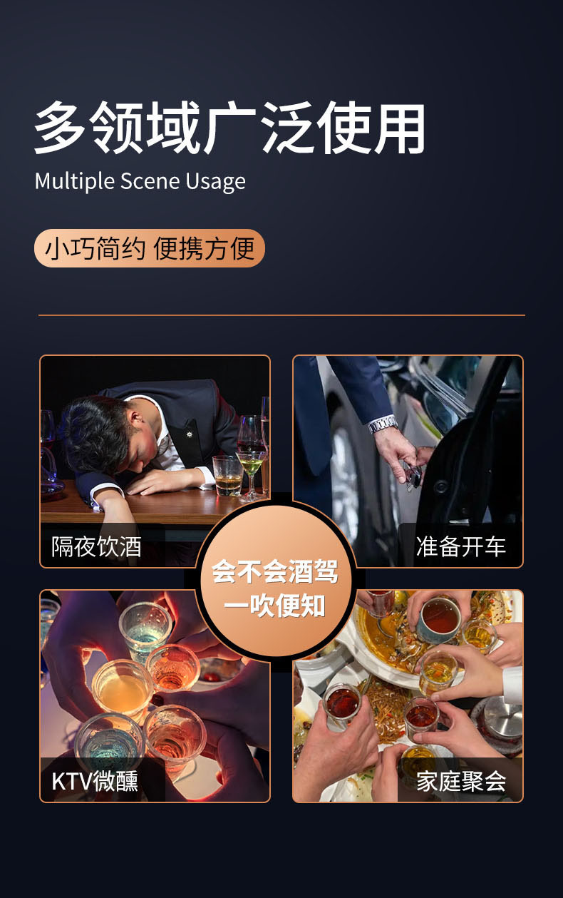 Alcohol Detector, Air-Blown Alcohol Driving Test, Alcohol Testing Instrument, Vehicle-Mounted Household High-Precision Concentration Self-Checking Alcohol Driving