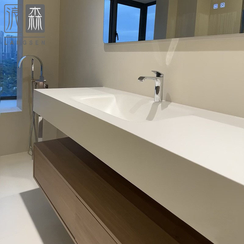 Designer's Silent Wind Japanese Rock Plate Integrated Seamless Bathroom Cabinet Combination Log Color Toilet Washstand Customization