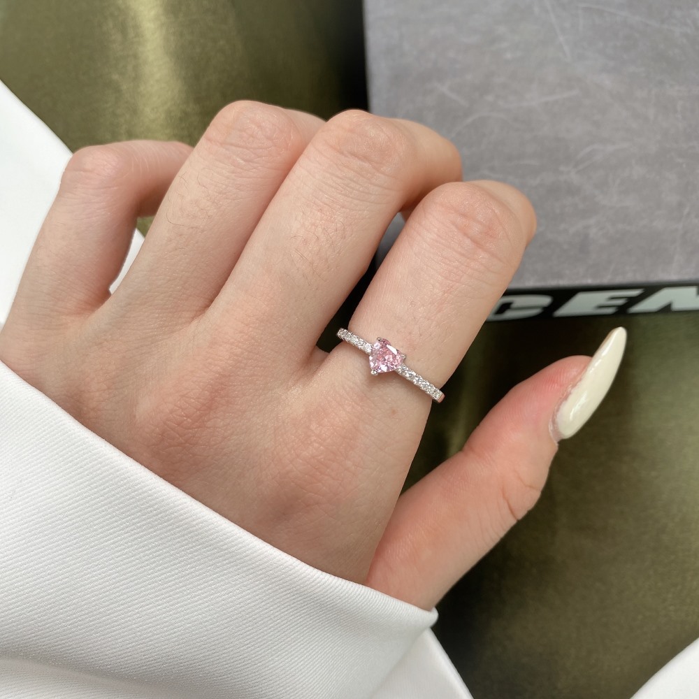 3g Weight Zircon Inlay Material Rings Classification 5, 9 Ring Size 1 Piece Quantity Daily Occasion 925 Sterling Silver Material Heart Shape Pattern 2025 Spring and Summer Season Women's Gender Plating Design Sweet Style 925 Sterling Silver Zircon Heart Shape Rings 925 Sterling Silver Rings 26