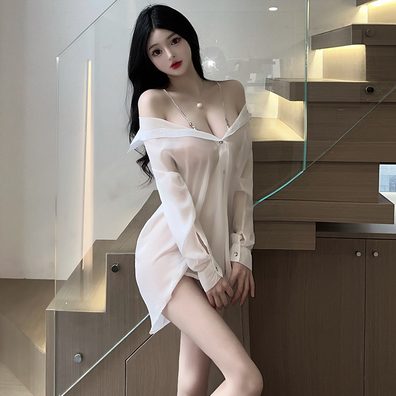 Lin linting sexy lingerie women's pajamas shirt open-end pure desire uniform temptation plus size hot passion battle robe 8202 Lin linting sexy lingerie women's pajamas shirt open-end pure desire uniform temptation plus size hot passion battle robe 8202