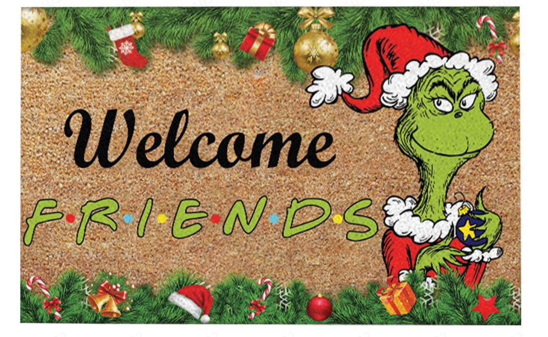 Alfombra de piso de dibujos animados de comercio exterior transfronterizo amazon deseo estera de piso de navidad decoración de vacaciones estera de regalo estera de la puerta del hogar