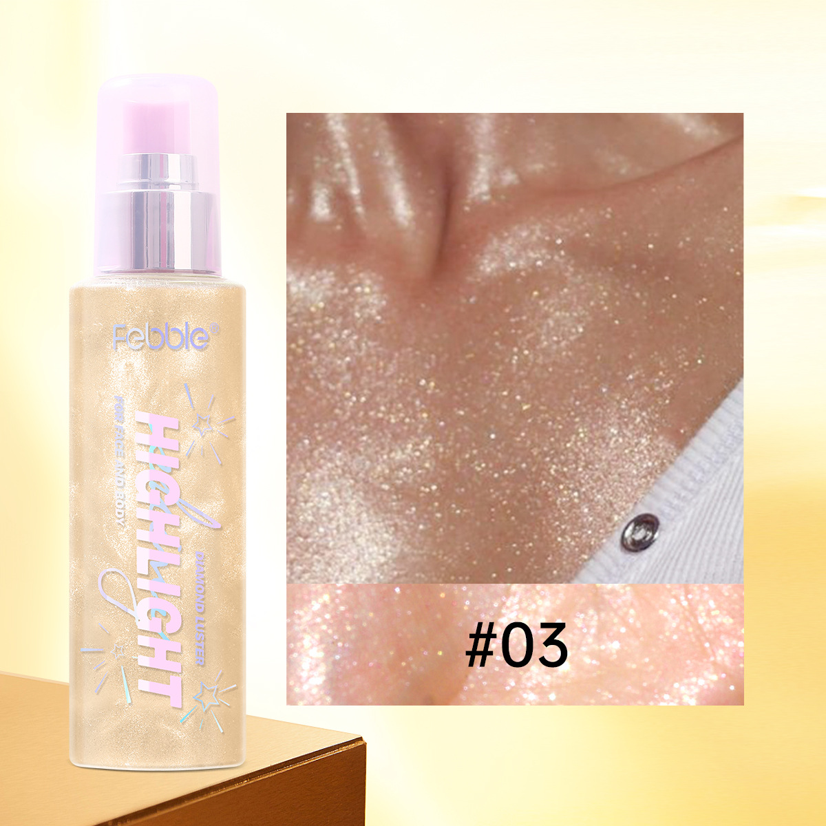 Febble transfronterizo serie de oro a prueba de agua spray líquido cuerpo líquido image 9