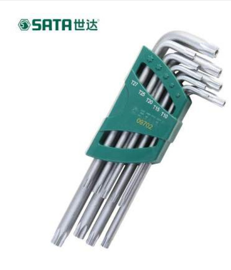 世达工具SATA9件套加长中孔L花形扳手套装09702