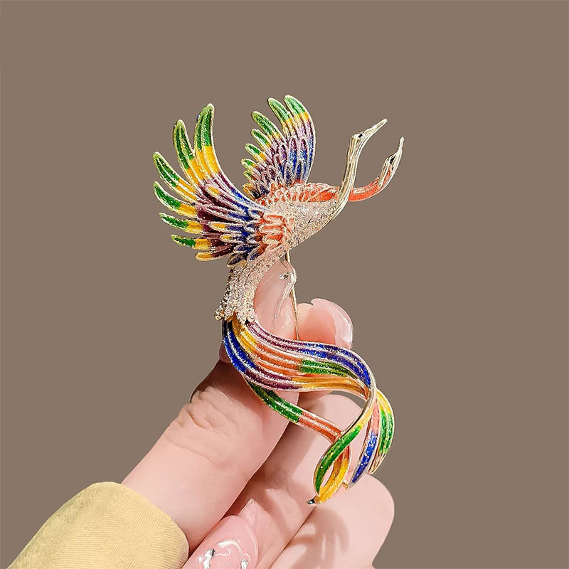 Chinese style exquisite high-end brooch women's vintage enamel Phoenix corsage high-grade luxury temperament suit pin accessories
