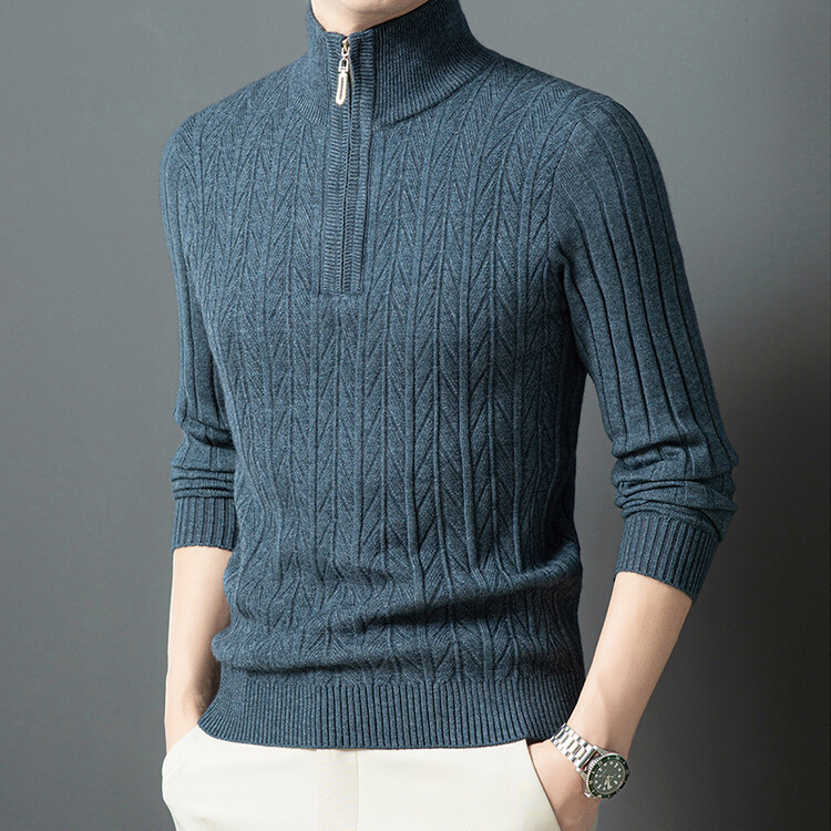 Winter Turtleneck Knitwear Thickeneded Knitted Men's 2025 New Half-Zip Pure Color Knitwear Wholesale Factory Direct Sale