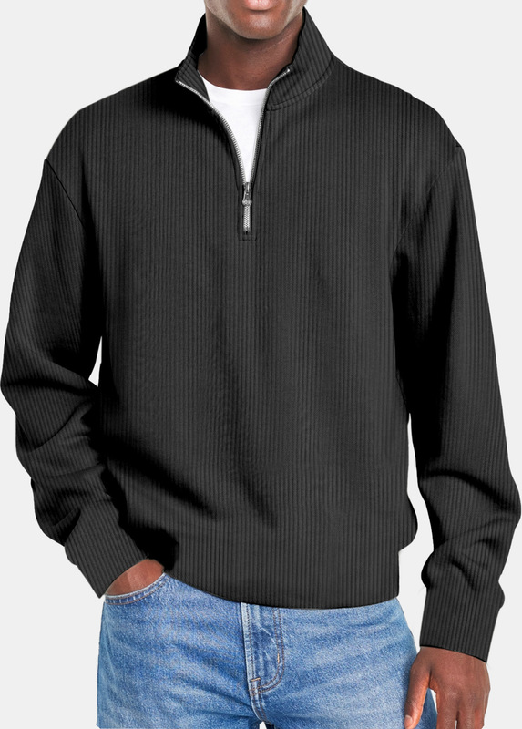 亚马逊 新款秋季长袖拉链男士休闲上衣运动服时尚休闲修身polo|undefined