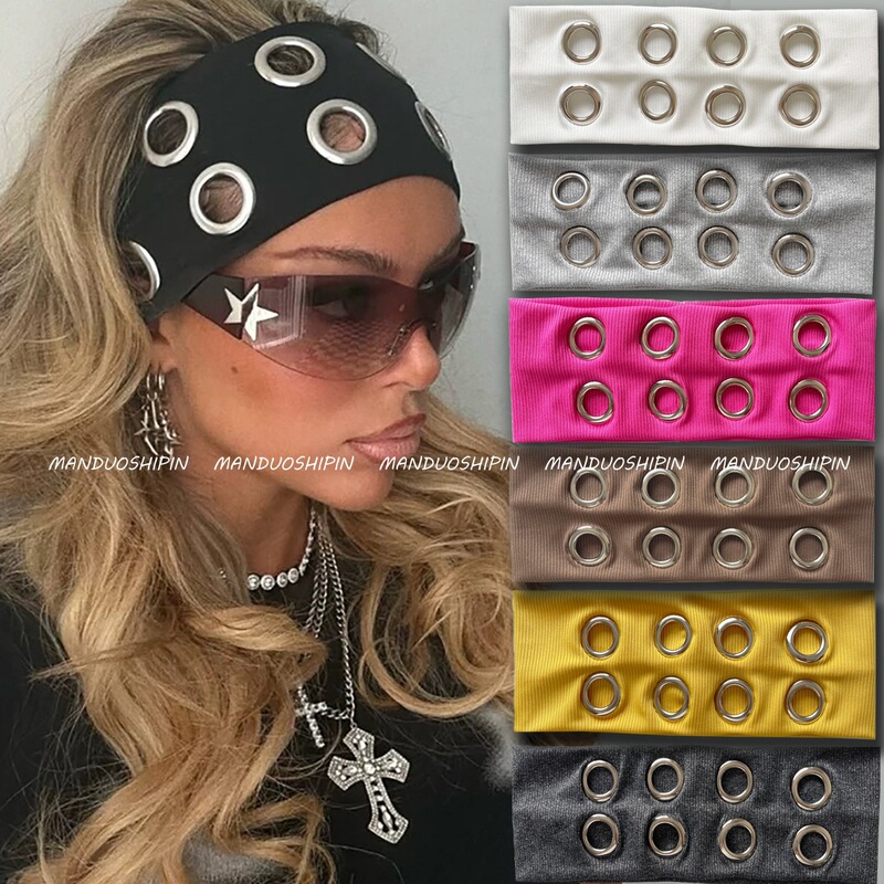 Amazonクロスボーダーベストセラーパンクスタイルメタルフープヘッドバンドワイドエッジ弾性レトロファッションヘアアクセサリーロックスタイルヘッドバンド|undefined