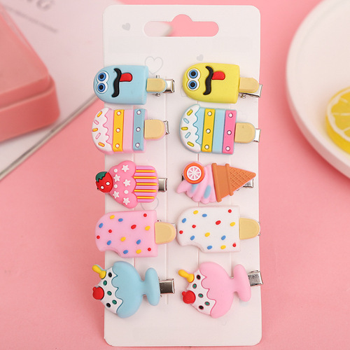 Korean Version New Girl Hair Accessory Cute Children Hair Clip Set Fruit Ice Cream Baby Hair Accessories Edge Clips