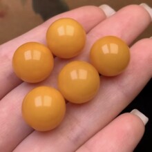 天然蜜蜡老蜜圆珠散珠配饰 文玩DIY饰品配件 满蜡颜色漂亮 已打孔