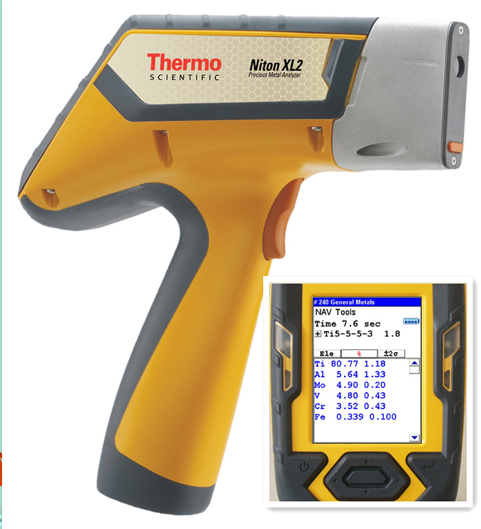 Handheld spectrometer lithium battery recycling waste old metal on…