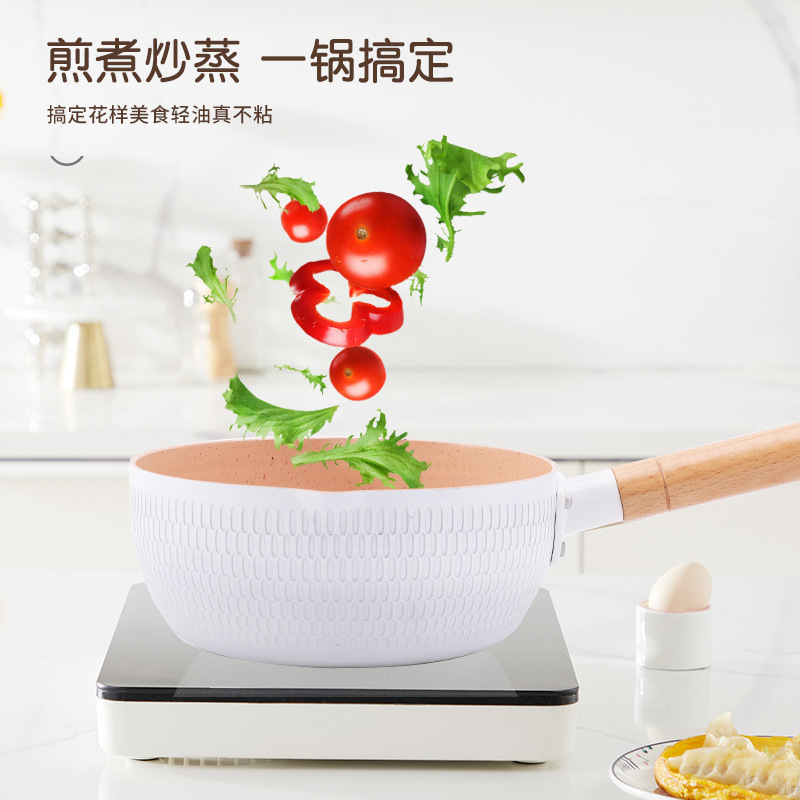 Venta al por mayor de estilo japonés nieve olla plana bebé comida suplemento olla hogar maifan piedra pequeña olla de leche hogar multifuncional olla de sopa de fideos instantáneos